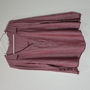 3/$15 True Craft - Western Boho Long Sleeves V-neck Shirt Women Size M